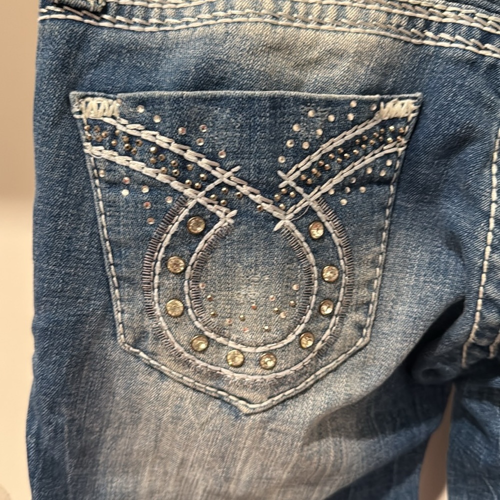 Big Star Sweet Flare Leg Jeans with Vintage Distress